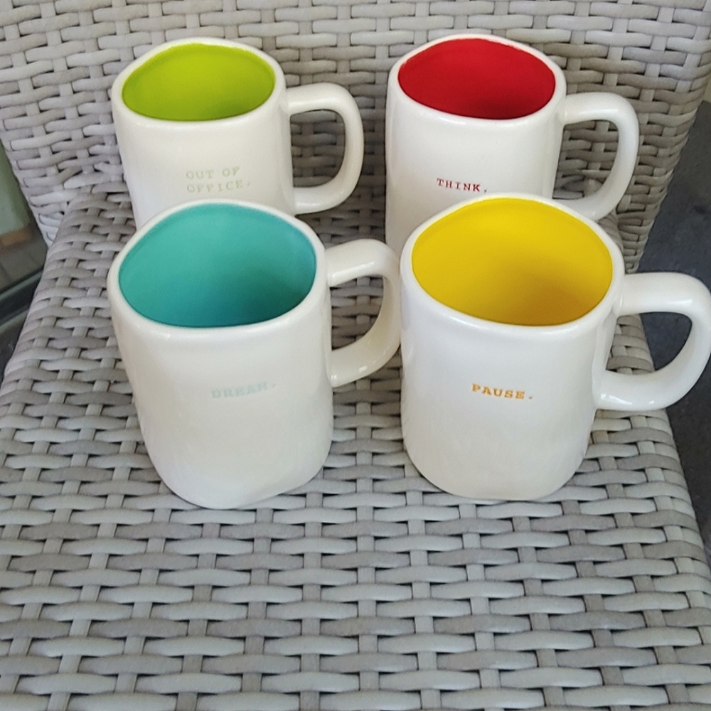 Set of 4 Rae Dunn Large Mugs Quotes